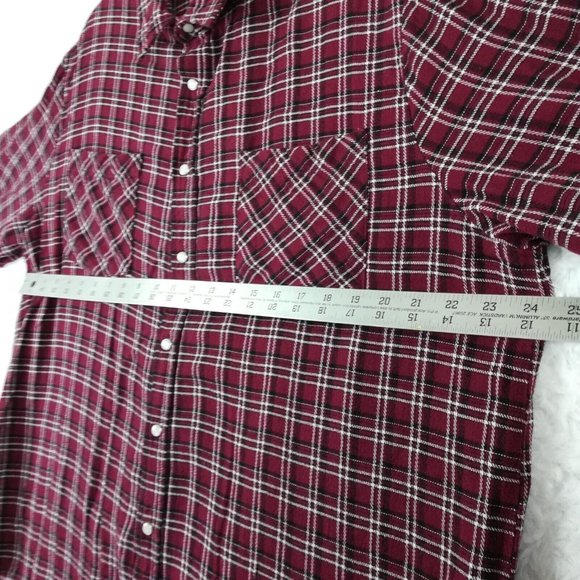 Haband Casual‎ Joe Mens Shirt Button Down Pearl Snaps Plaid Red Pockets XL - Picture 8 of 13